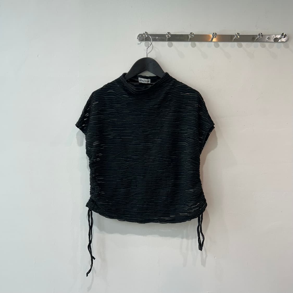 블랙 패턴 시스루 탑 상품이미지3