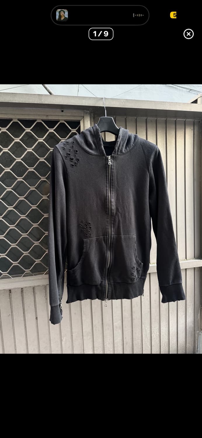 Distressed cut line 2way hood black 상품이미지1