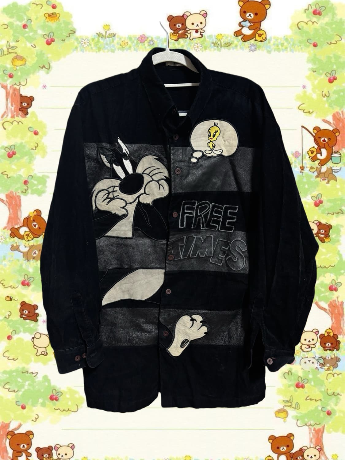 빈티지 루니툰 실베스터,트위티 가죽 패치 셔츠 자켓 상품이미지1