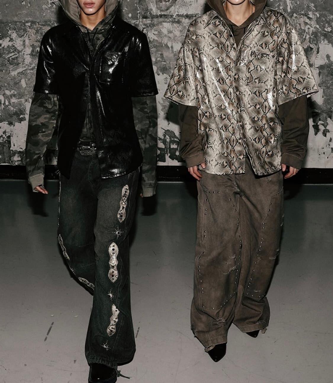 배드블러드 바이퍼 로고 레더 숏슬리브 반팔 셔츠 L 상품이미지5