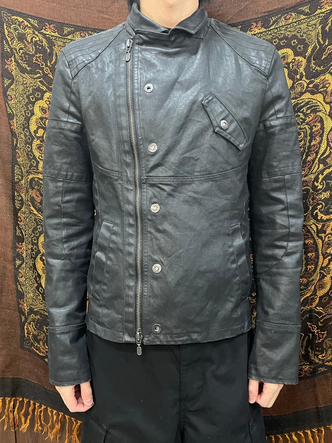 아르마니 익스체인지 사선 왁싱 코튼 바이커 자켓 상품이미지1