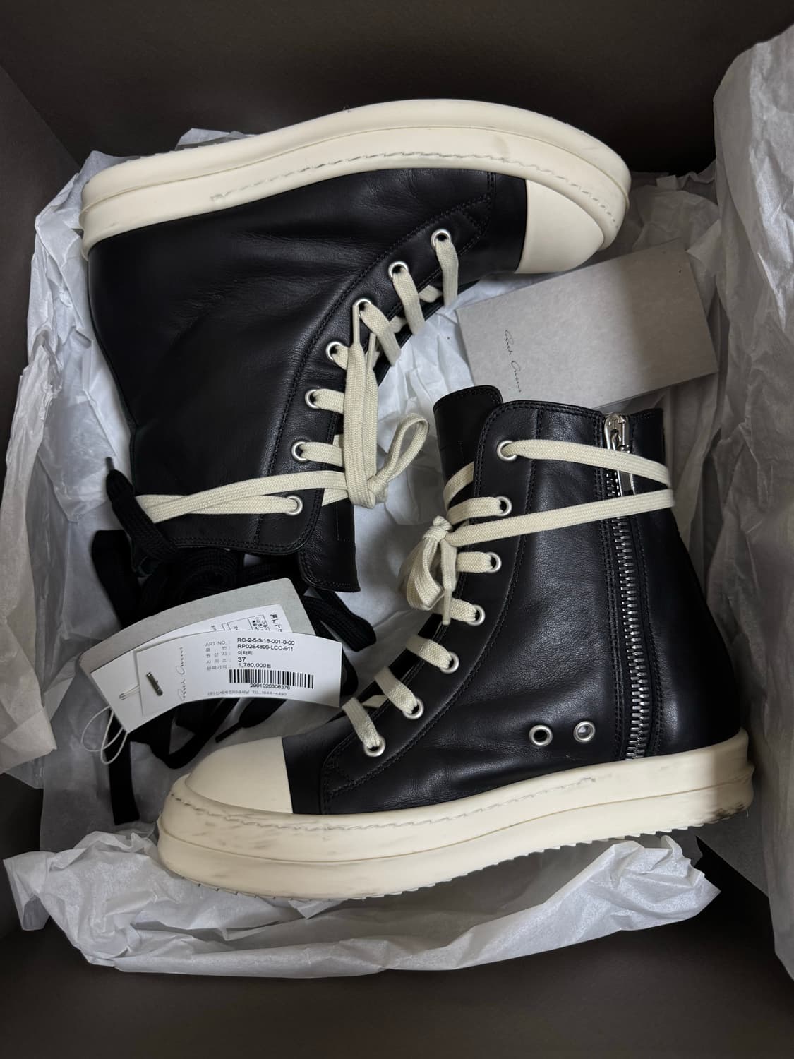 릭오웬스 라몬즈 하이탑 레더 스니커즈 37 상품이미지1
