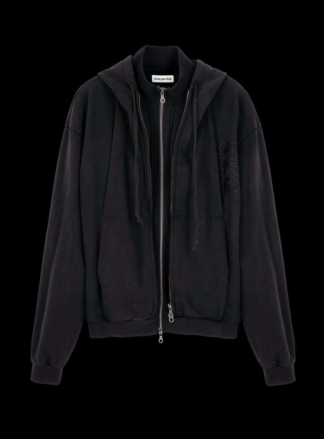 Cost per Kilo DOUBLE ZIP HOODIE BLACK 상품이미지1