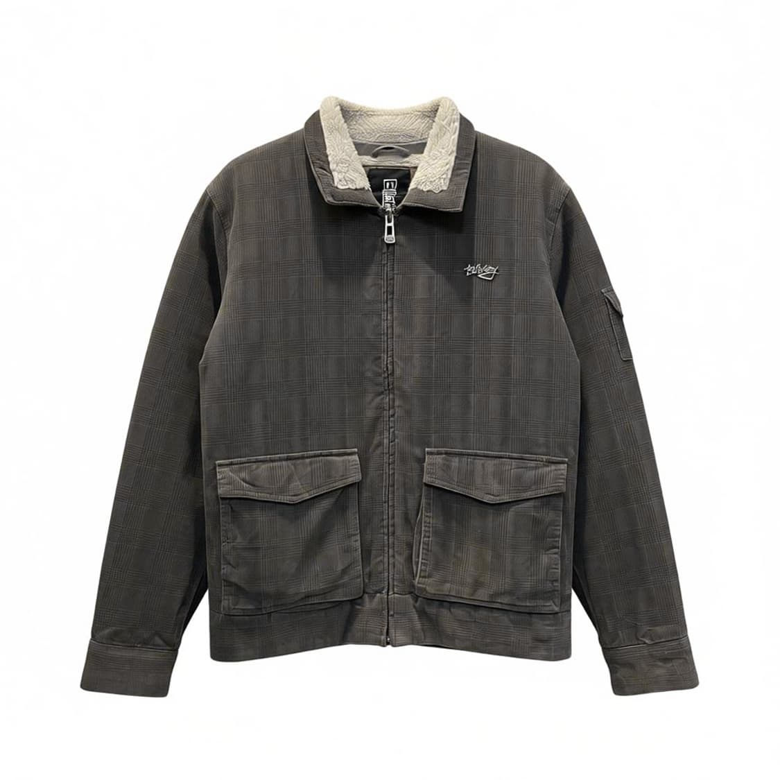 BILLABONG 빌라봉 코듀로이 자켓 체크 패턴 쉐르파 안감 그레이 상품이미지1