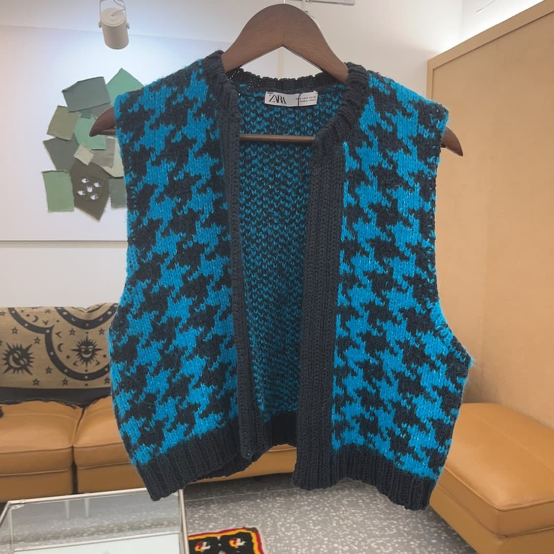 자라 올드스쿨 유니크 키치 하운드 체크 니트 조끼 S C07932 상품이미지3