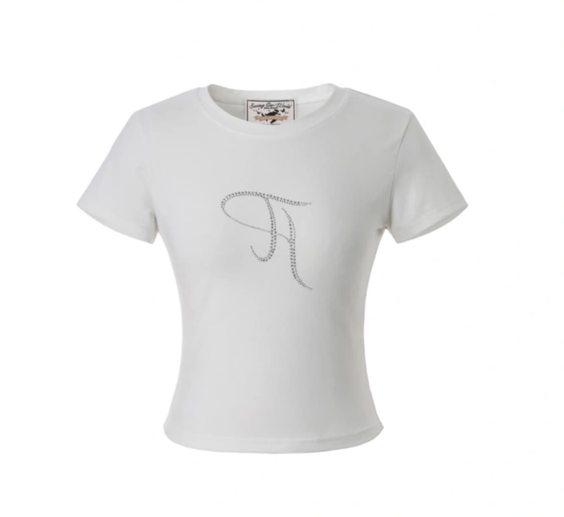 쓰리타임즈 쥬얼리티 화이트 반팔 티셔츠 상품이미지1