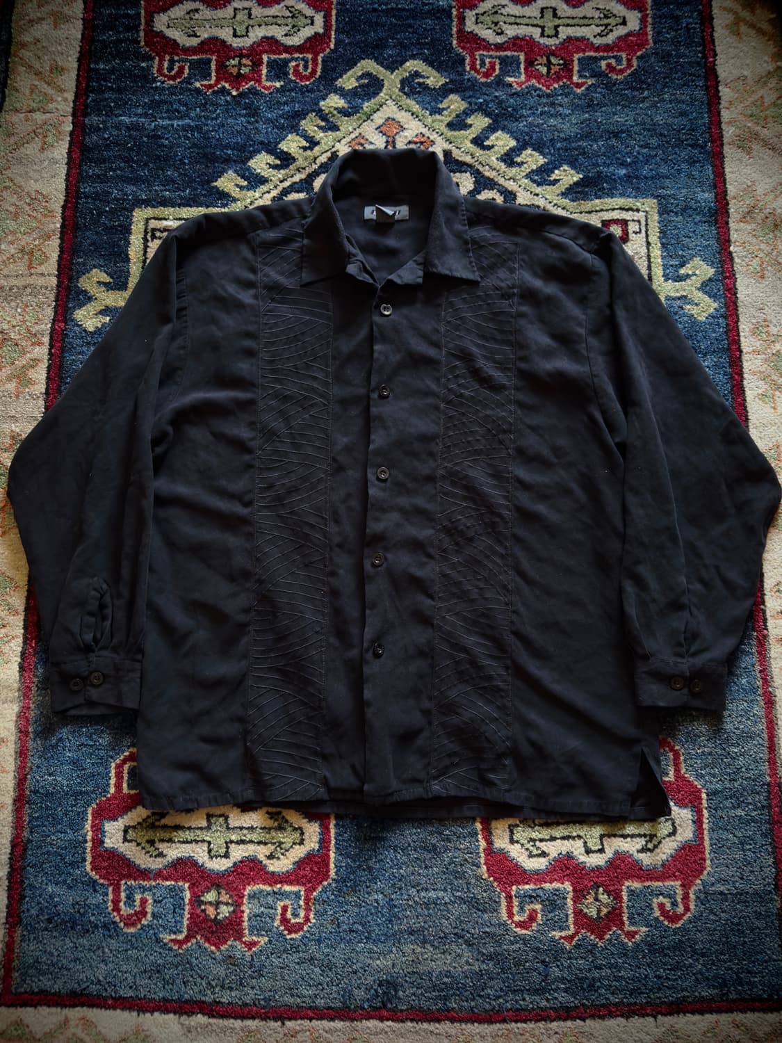 vtg Guayabera black Shirt 상품이미지1