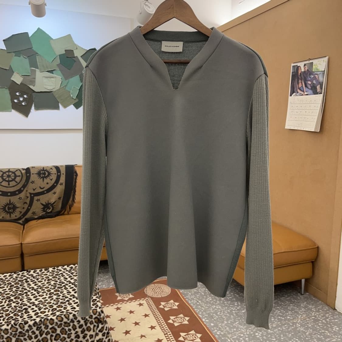 솔리드옴므 한섬 모던시크 울캐시미어 펠트 니트 맨투맨 50 C09267 상품이미지3