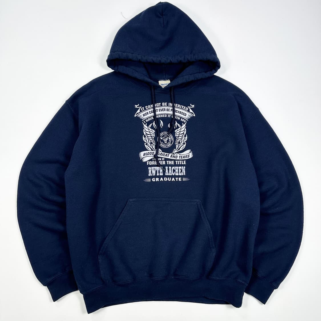 길단 빈티지 프린팅 네이비 후드티 (M) 상품이미지2