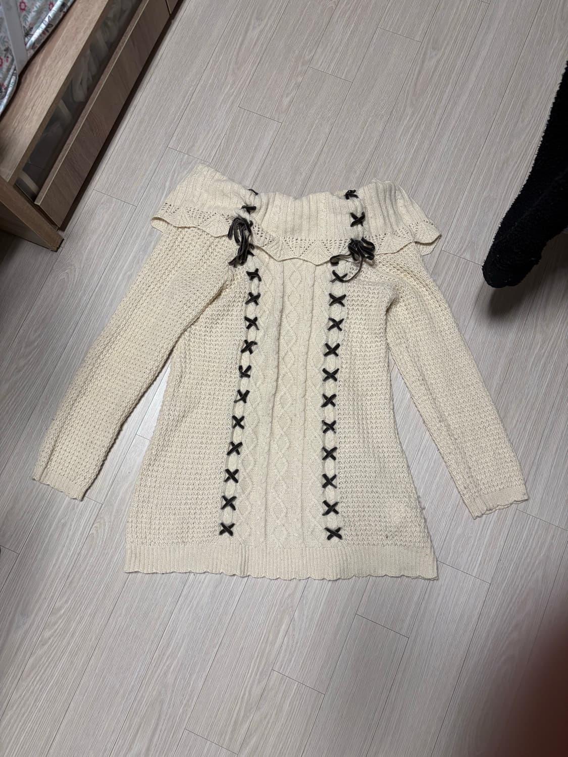 엑시즈팜 오프숄더 니트 원피스 빈티지 상품이미지1