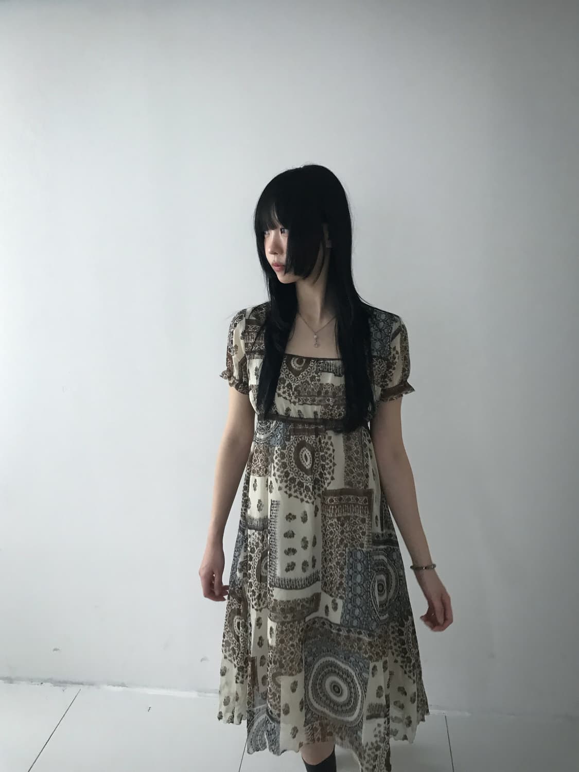 Bohemian Square Neck Dress 상품이미지7