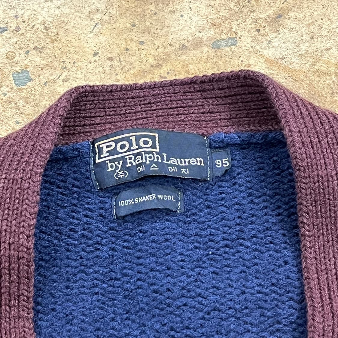 폴로 랄프로렌 네이비 브라운 브이넥 니트 가디건 95 상품이미지5