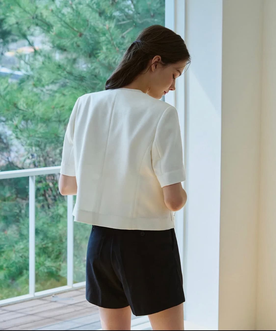 드로우핏 우먼 시니 트위드 반팔 자켓 아이보리 M 새상품 상품이미지3