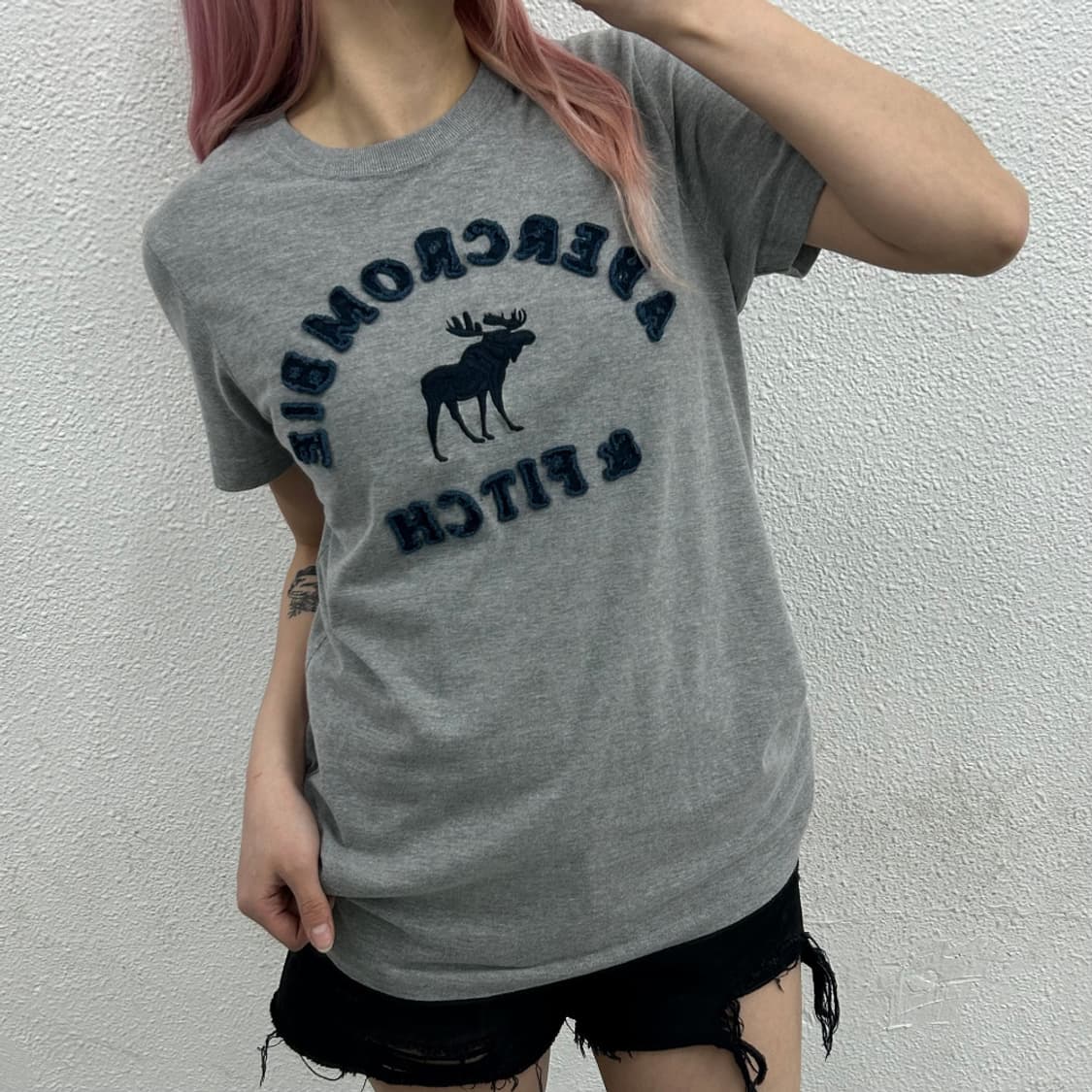 아베크롬비 네이비 순록 패치 차콜 반팔 M 상품이미지1