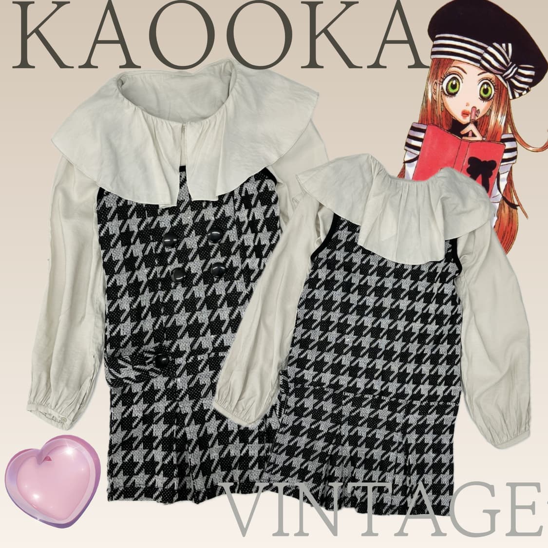 🖤슈슈룬 쇼콜라깔 버튼 코디세트🖤체크 프릴 베이비돌 블라우스 러블리 상품이미지1