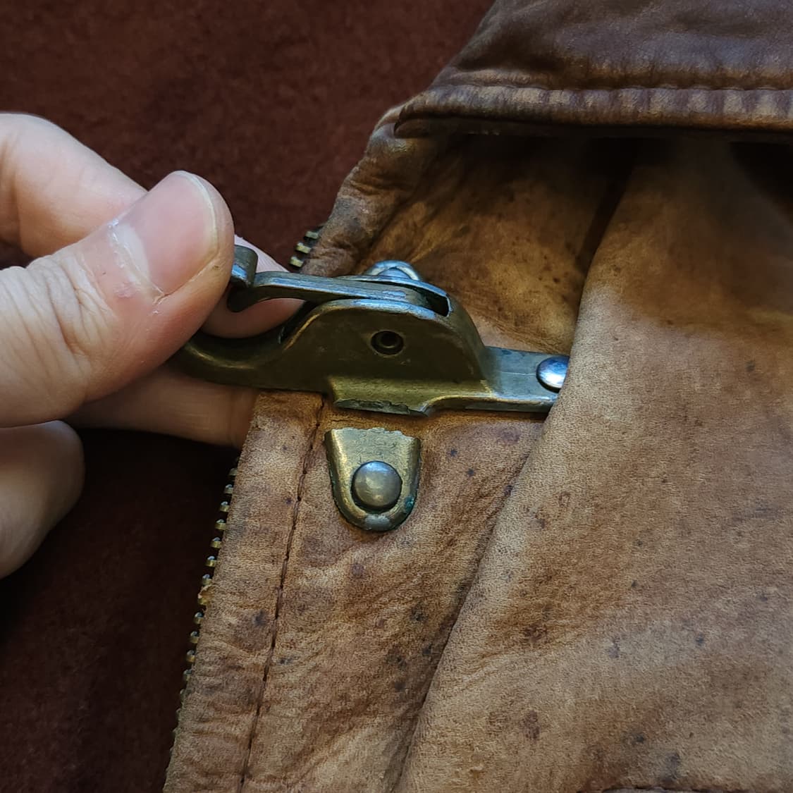 90s 프렌치 파이어맨 가죽자켓 헤비레더 바이커 봄버 레더자켓 52 상품이미지7