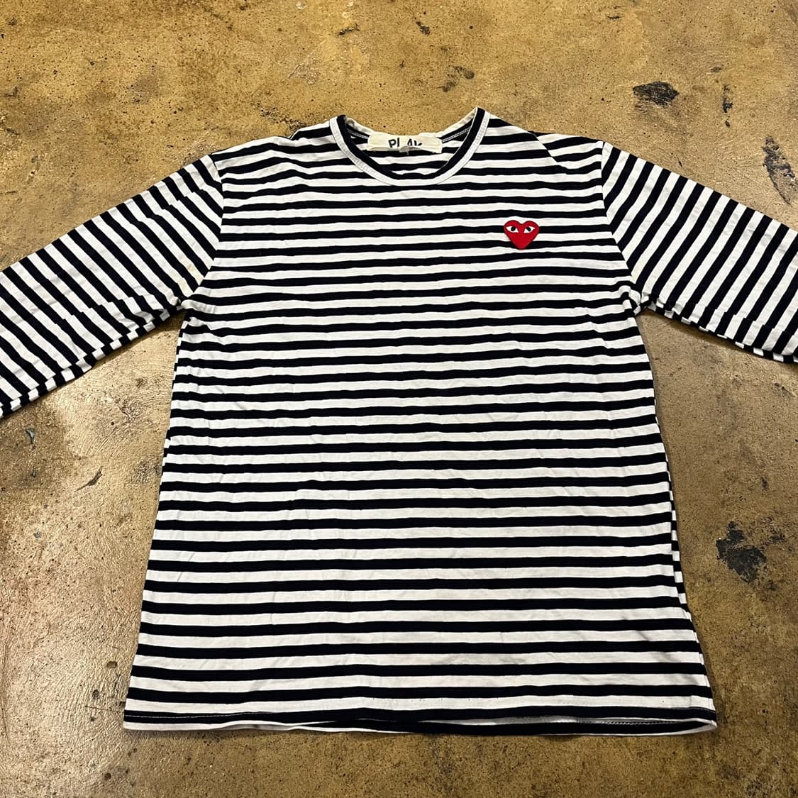 꼼데가르송 블랙 화이트 단가라 스트라이프 롱슬리브 상품이미지3