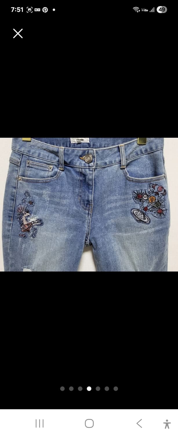 특가!오브제 자수  데님 청바지 M 55-66 상품이미지4