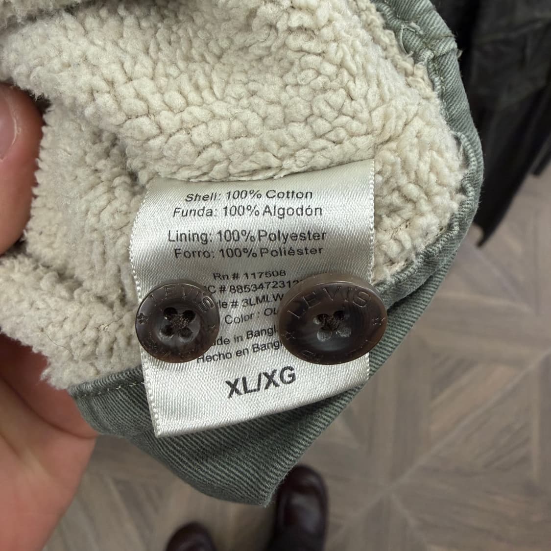 리바이스 밀리터리 셔츠자켓 밑단 레드탭 쉐르파 안감 디테일 카키 상품이미지8