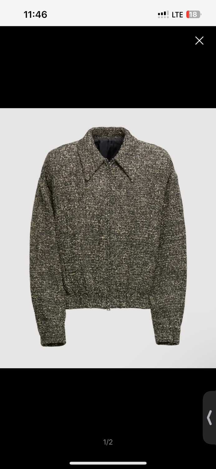 쿠어 레더패치 헤링본 블루종 상품이미지1