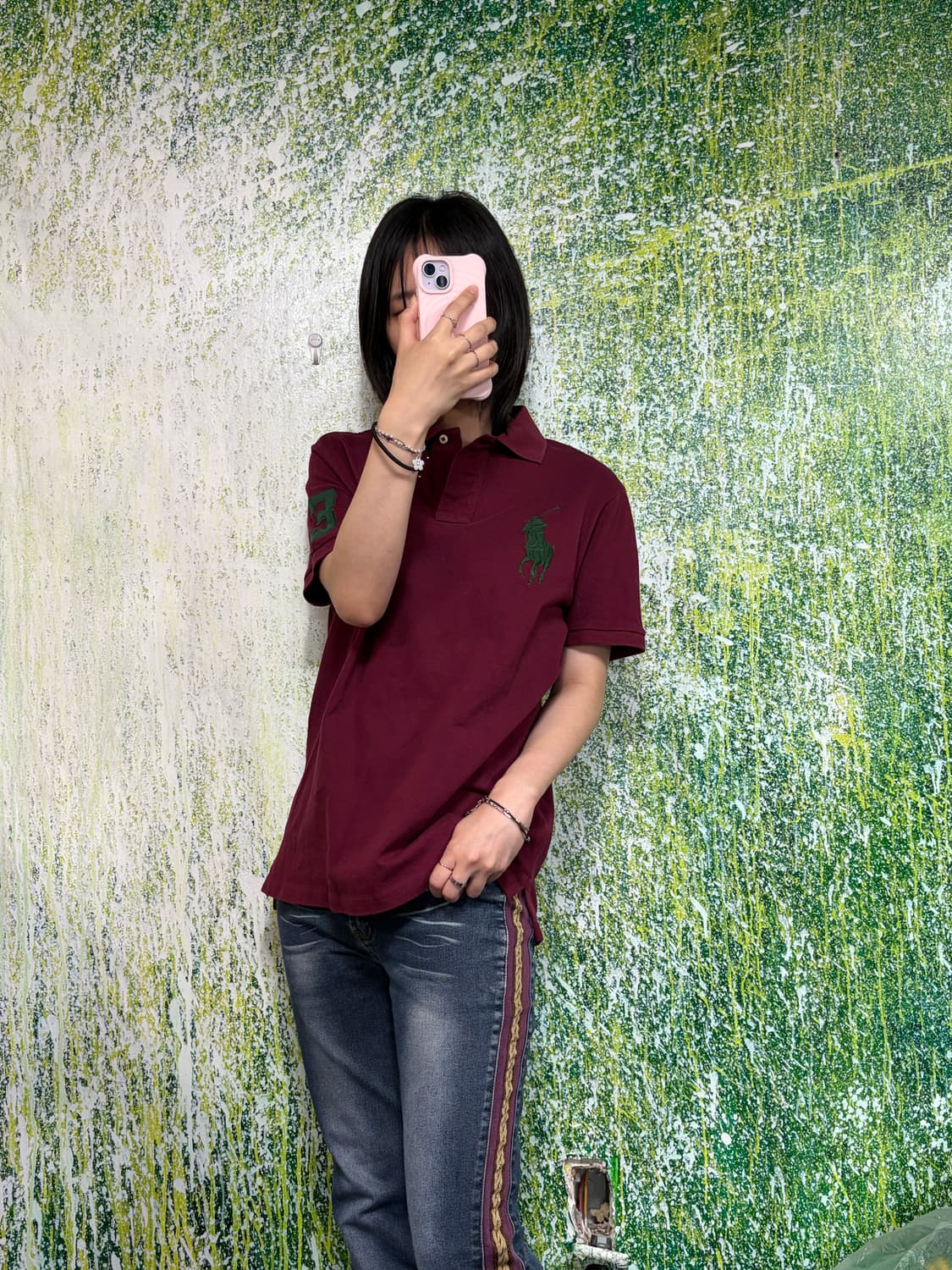 폴로 빅포니 치프키프 와인 버건디 반팔 카라 티셔츠 M 상품이미지3