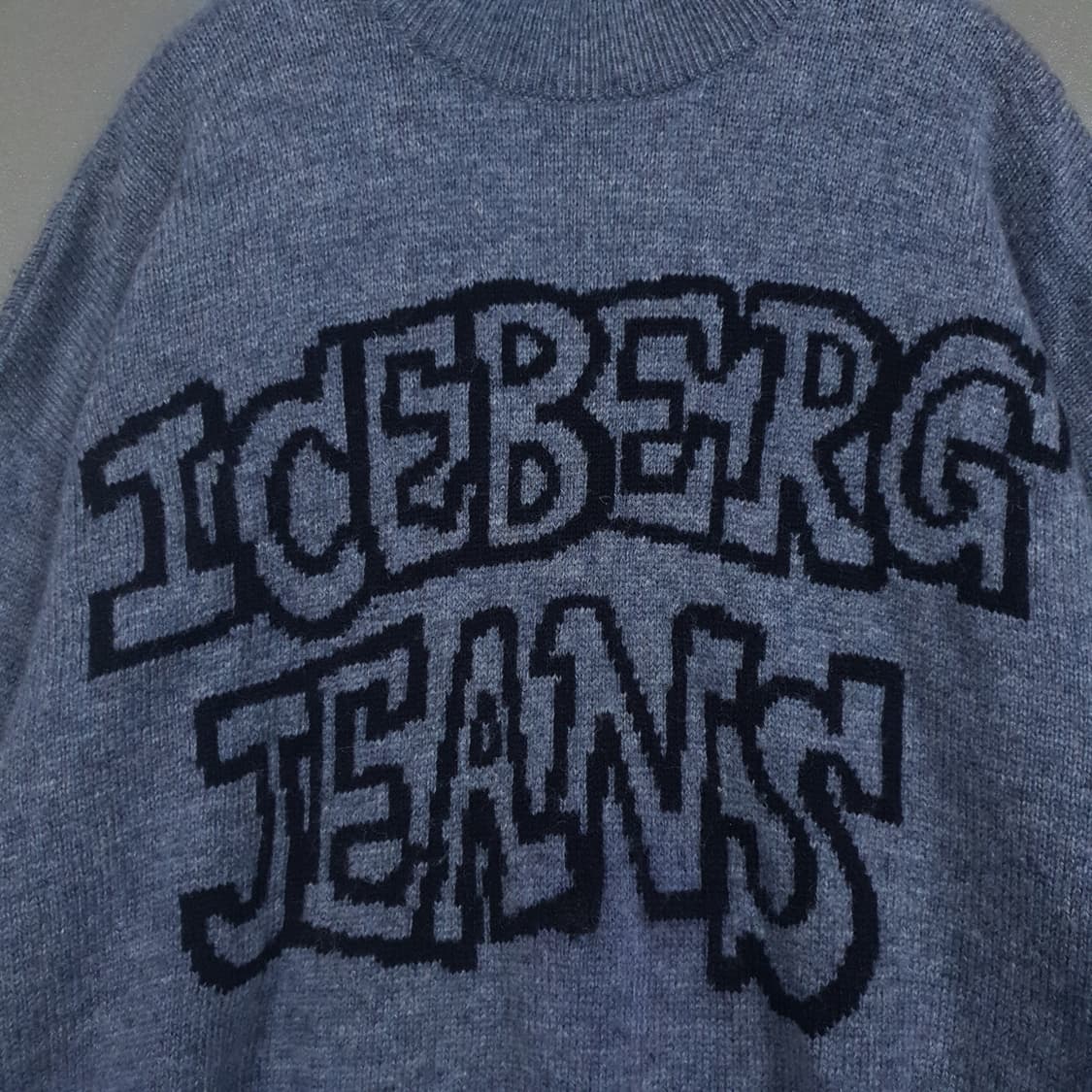 실측 XL 아이스버그 빅로고 퓨어 버진울 터틀넥 니트 스웨터 울마크 인증 상품이미지2