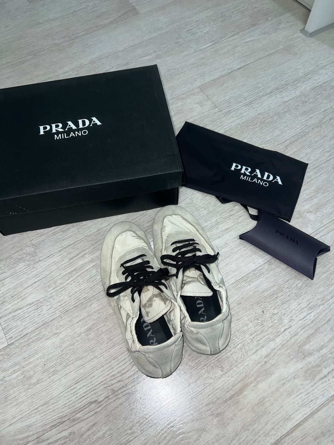 프라다 컬랩스 스니커즈 36 아이보리 상품이미지3