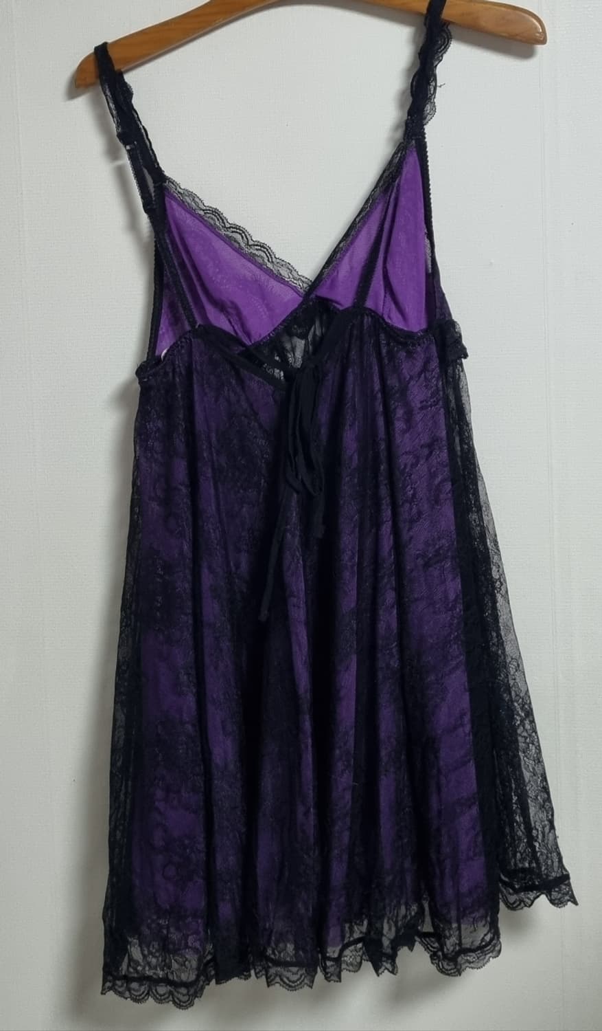 S ) 에블린 블랙/퍼플 레이스 슬립 상품이미지3