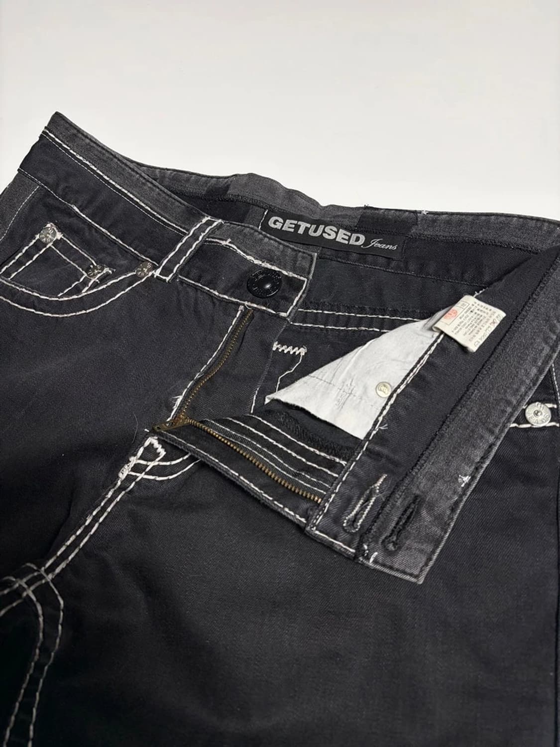 겟유즈드 화이트 스티치 블랙 데님 팬츠 R2295 상품이미지3