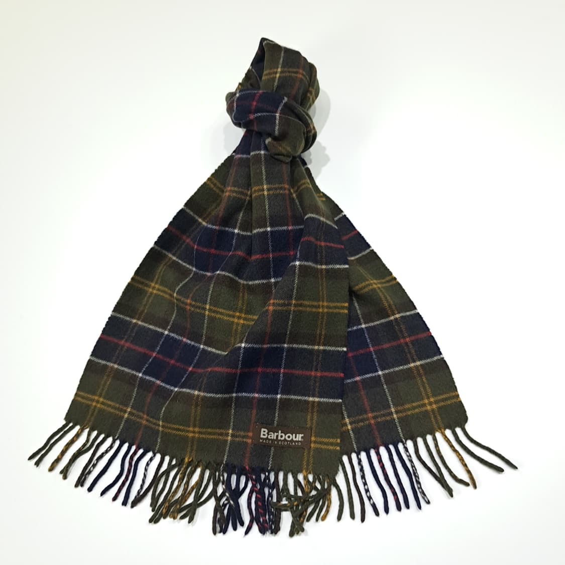 MX569 바버 90s 스코틀랜드판 울 타탄체크 올리브 머플러 목도리 상품이미지2
