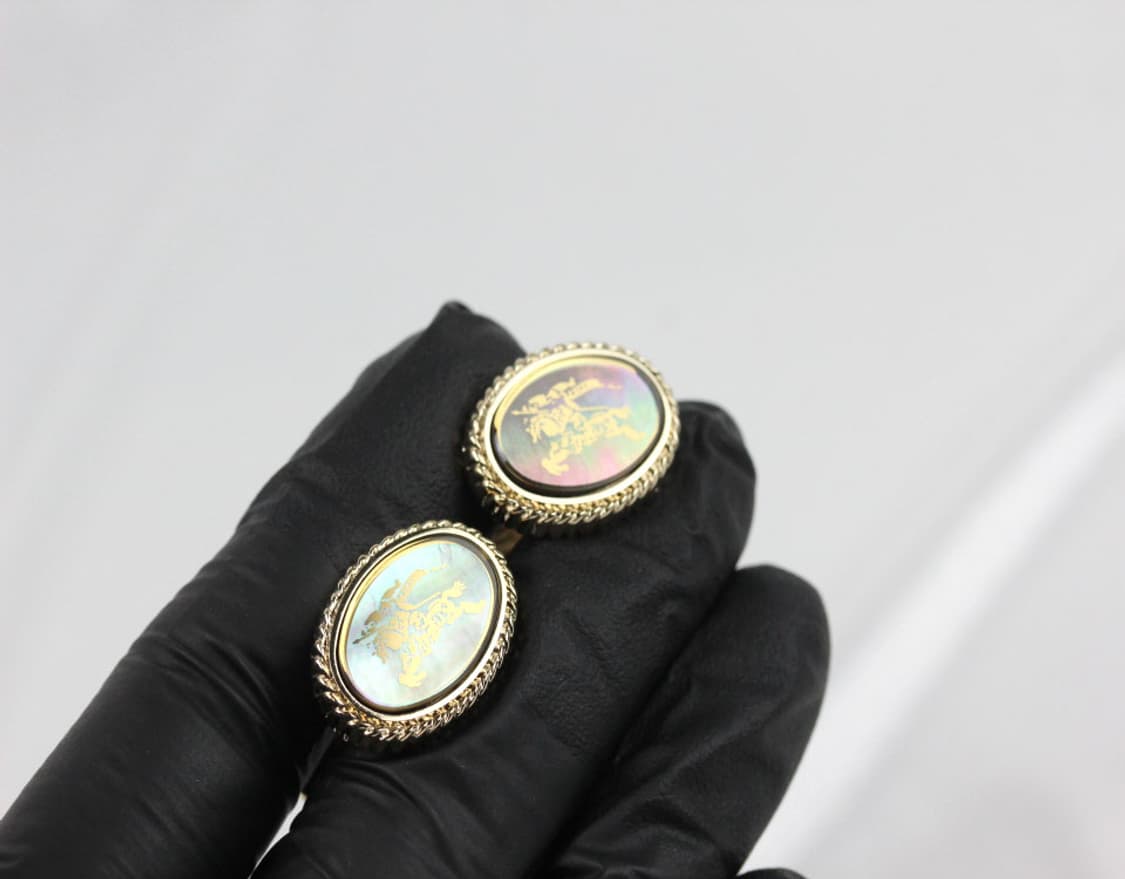 버버리 5.9cm A+등급 한정판 천연자개 명품 넥타이핀 커프스 세트 상품이미지8