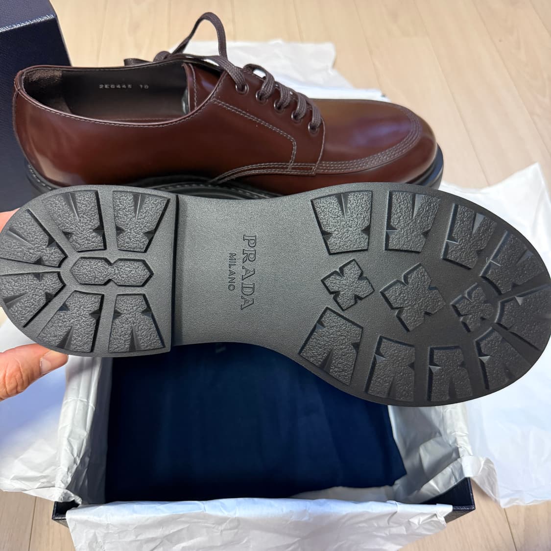 PRADA 프라다 더비 슈즈 (남성 구두) 브라운 상품이미지4