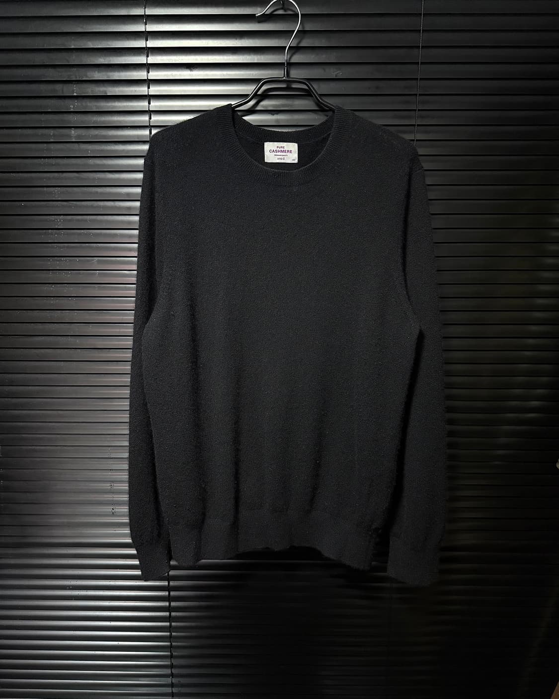 AND Z 앤드지 울 캐시미어 100 블랙 기본 베이직 니트 스웨터 촉감 상품이미지2