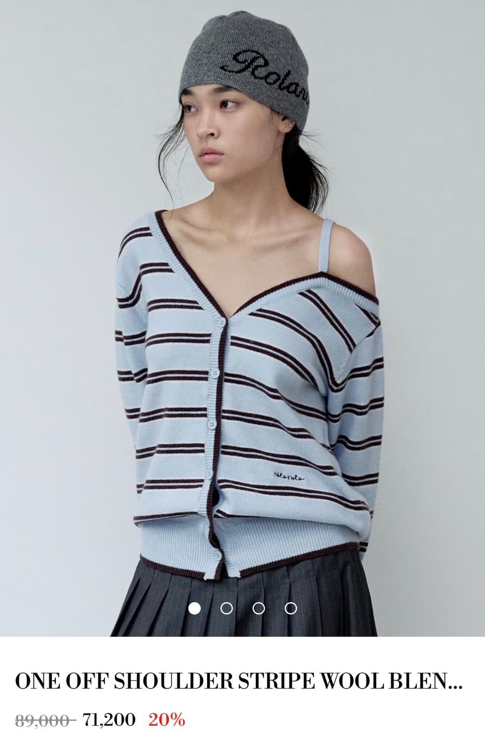 로라로라 스트라이프 오프숄더 가디건 상품이미지1