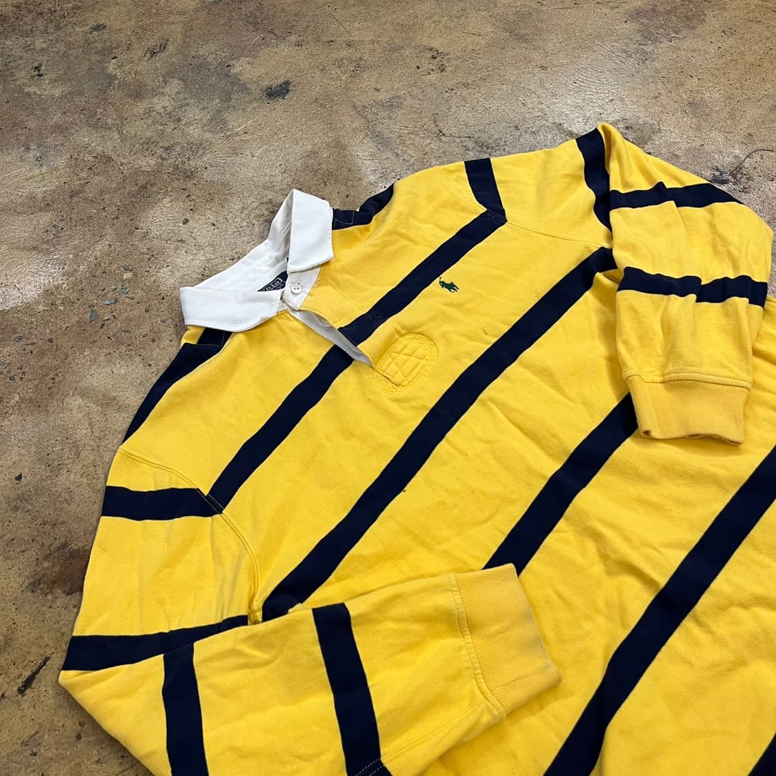 폴로 랄프로렌 옐로우 꿀벌 스트라이프 카라 긴팔티셔츠 상품이미지1