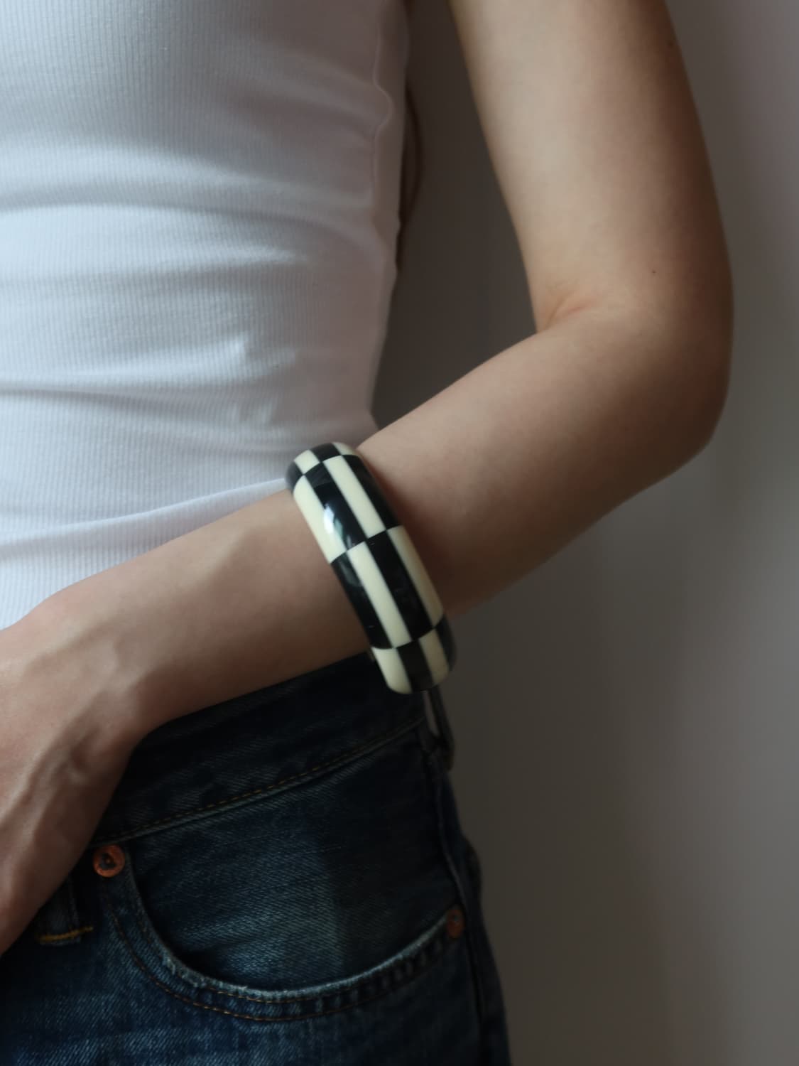 black white check bangle 상품이미지2
