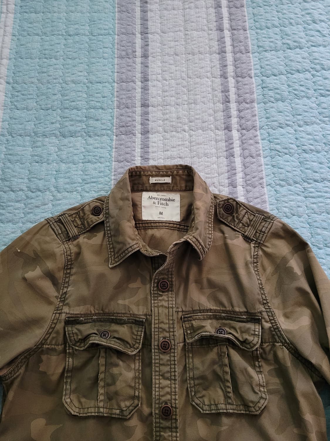 아베크롬비 Abercrombie 빈티지 카모플라쥬 밀리터리 셔츠 M 95 상품이미지2