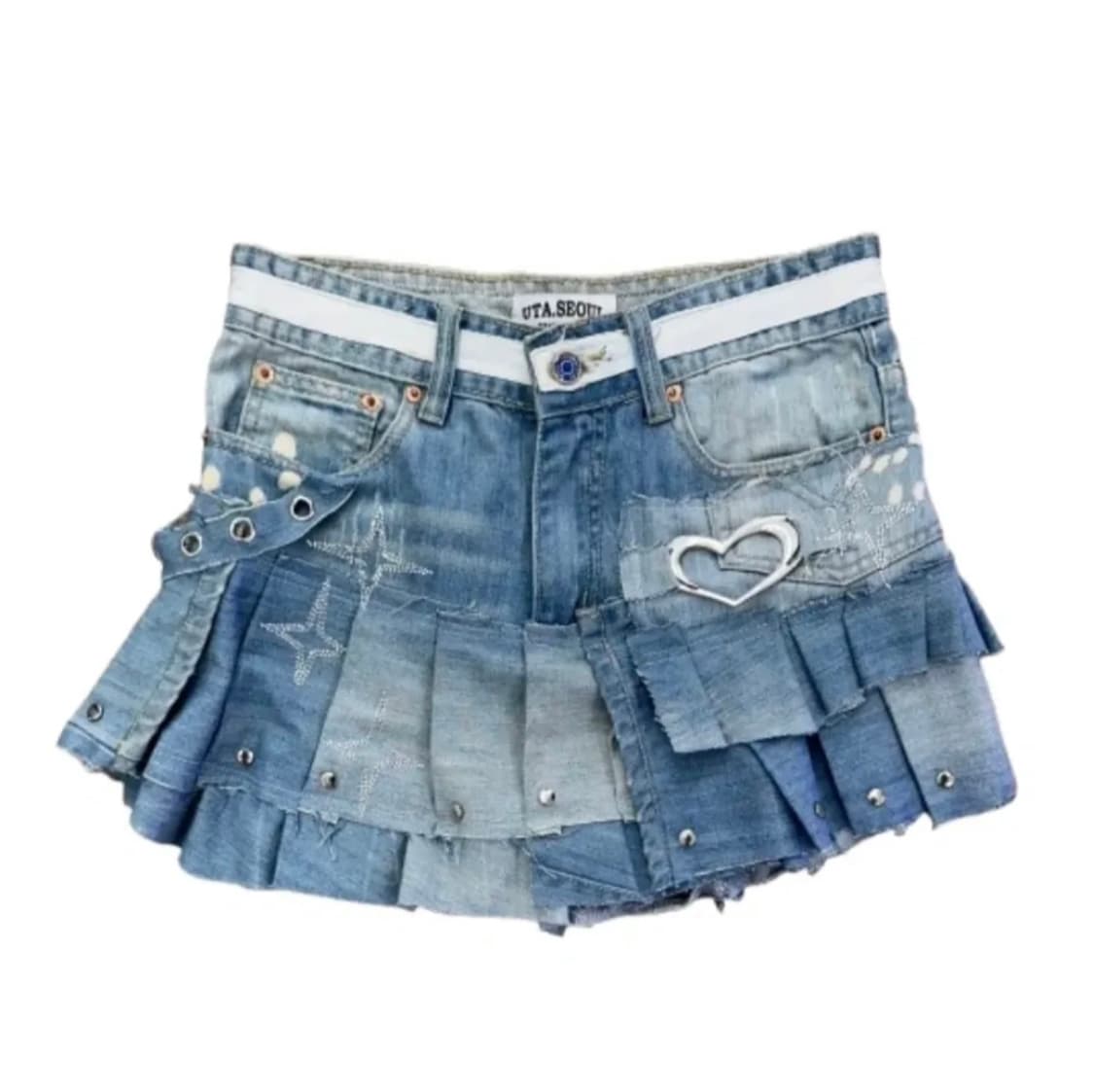 Heart sparkle Remake Denim skirt  상품이미지1