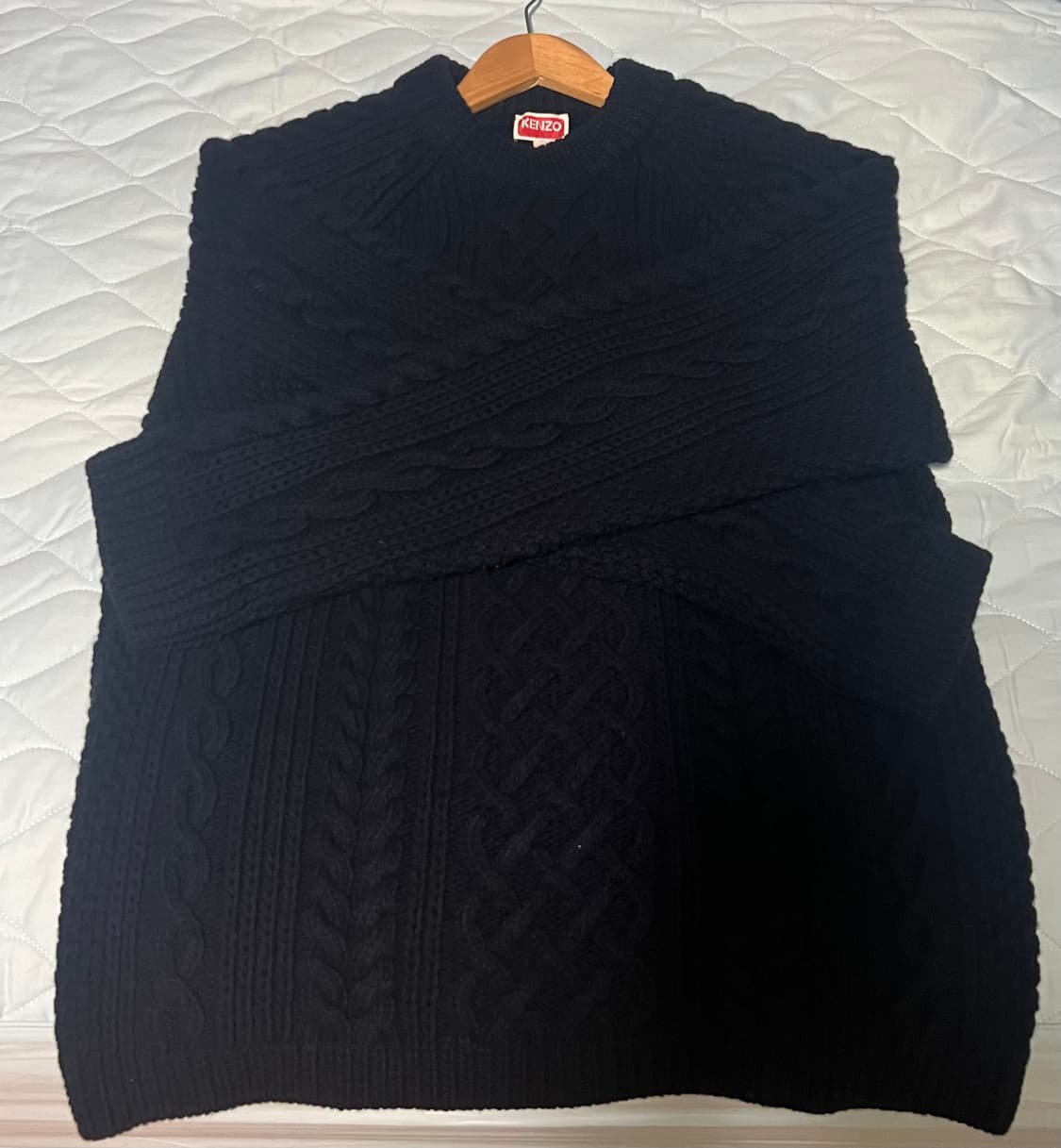 KENZO 겐죠 네이비 크루넥 울 케이블 니트탑 상품이미지3