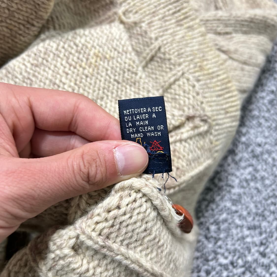 폴로 숄카라 헤비 울 니트 케이블 가디건 상품이미지8