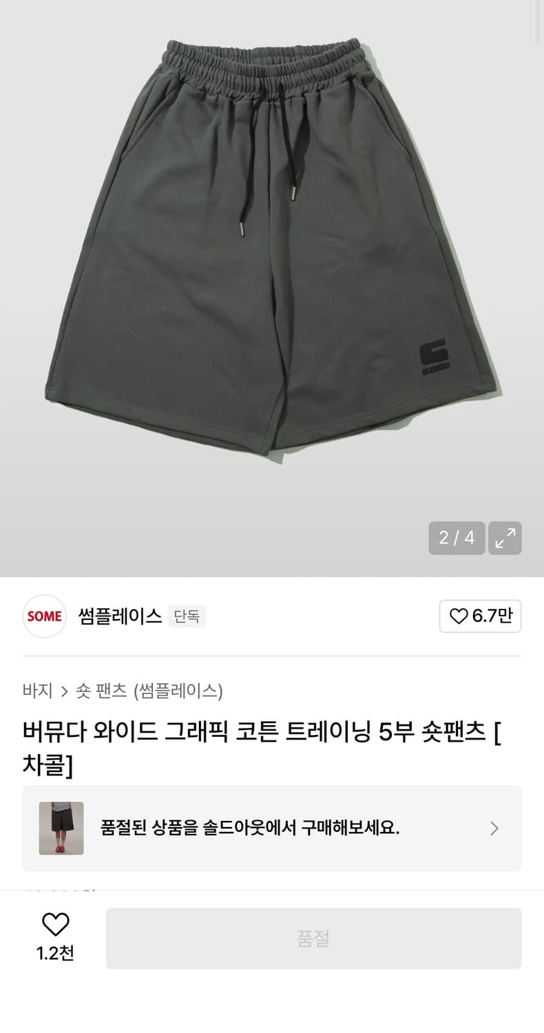 썸플레이스 버뮤다 트레이닝팬츠 (차콜) 상품이미지3