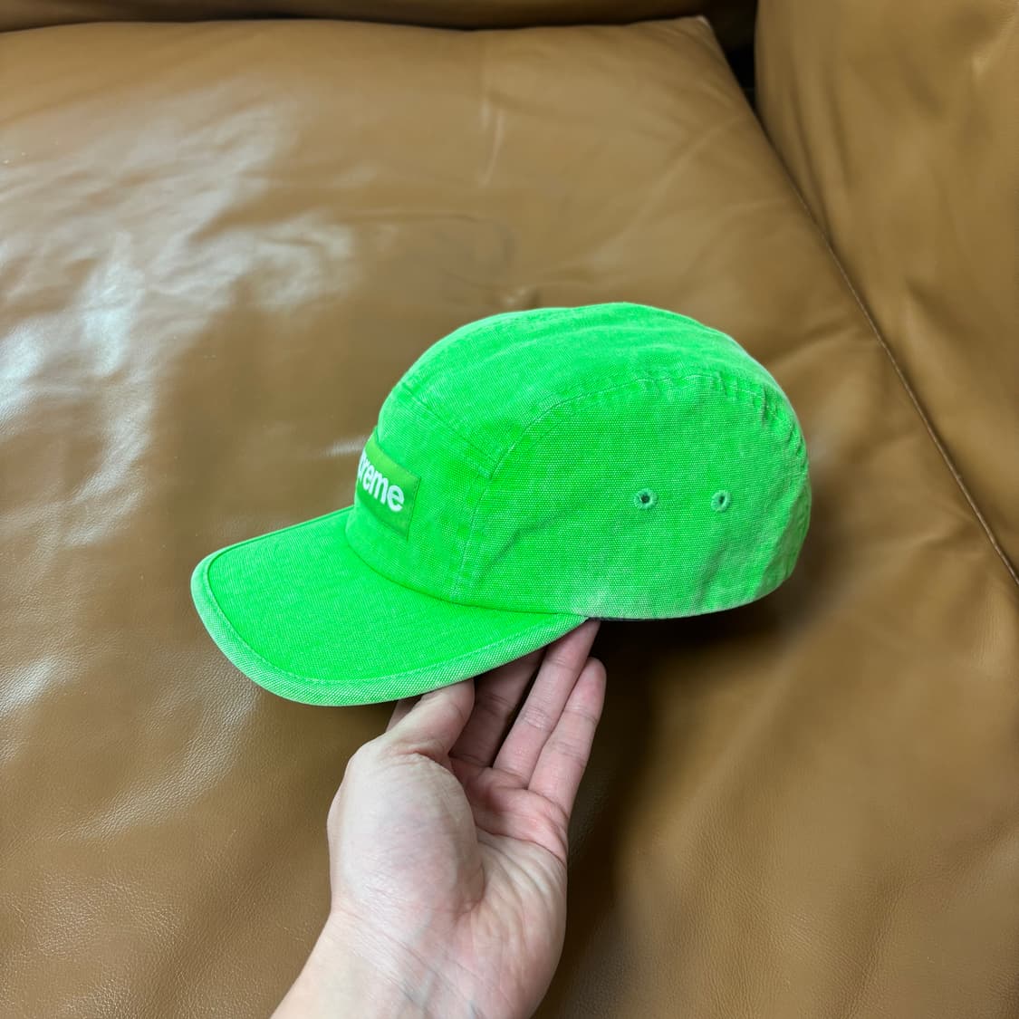 슈프림 캠프캡 모자 박스로고 워시드 캔버스 그린 상품이미지4