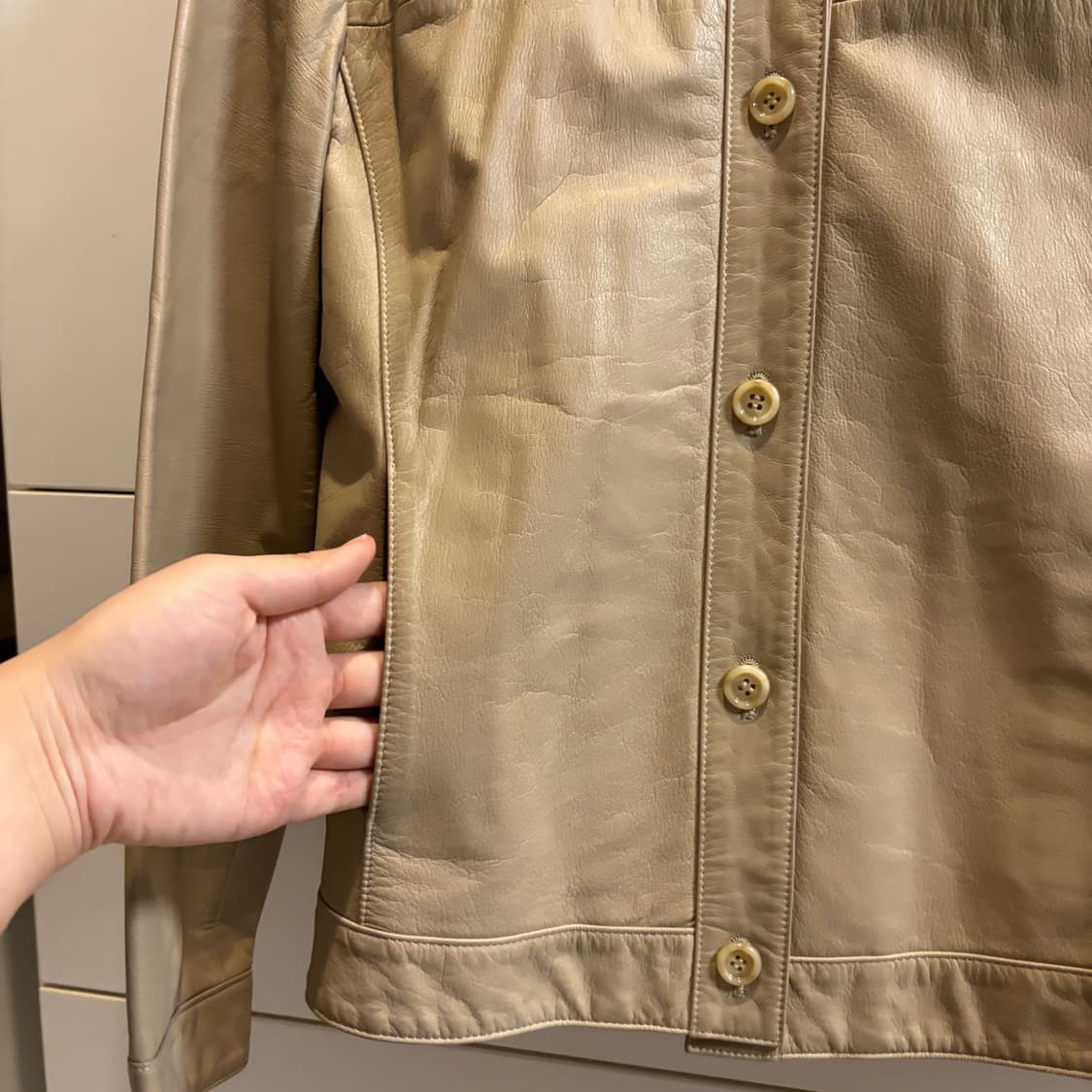 베이지 리얼 소가죽 100% 가죽자켓 레더자켓 L 상품이미지6