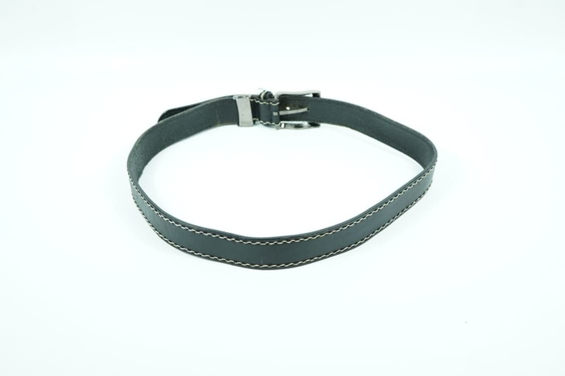 Y2K 무드 화이트 스티치 포인트 블랙 레더 벨트 상품이미지3