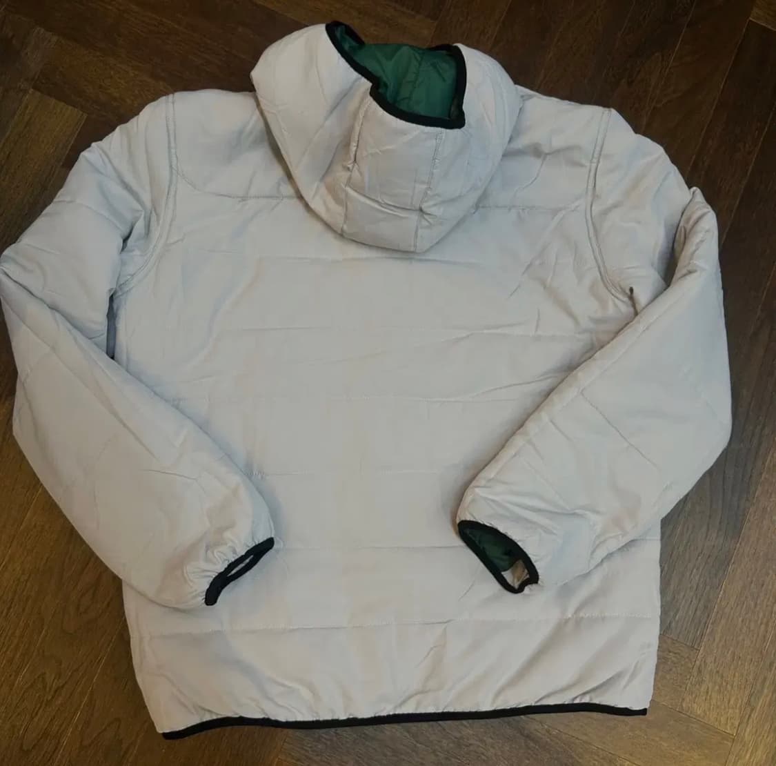 FCMM 리버시블 경량패딩 컬러블럭 그레이-그린 후드패딩자켓 상품이미지3