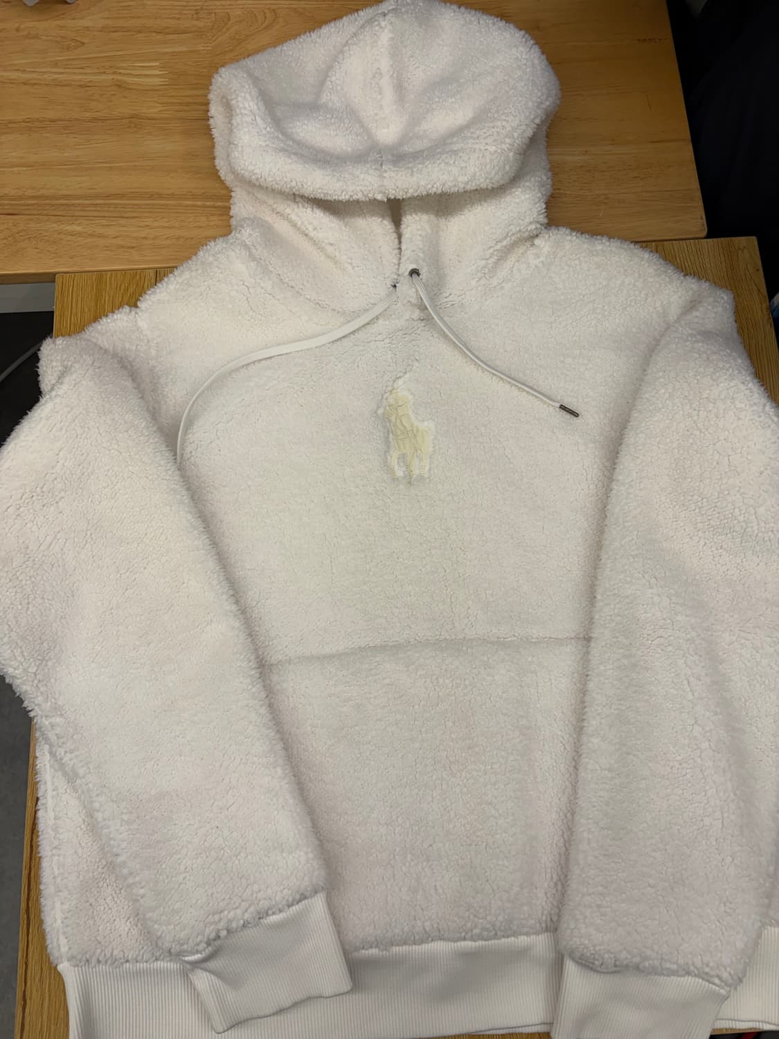 [L]폴로 랄프로렌 흰색 뽀글이 양털 후드티 상품이미지1