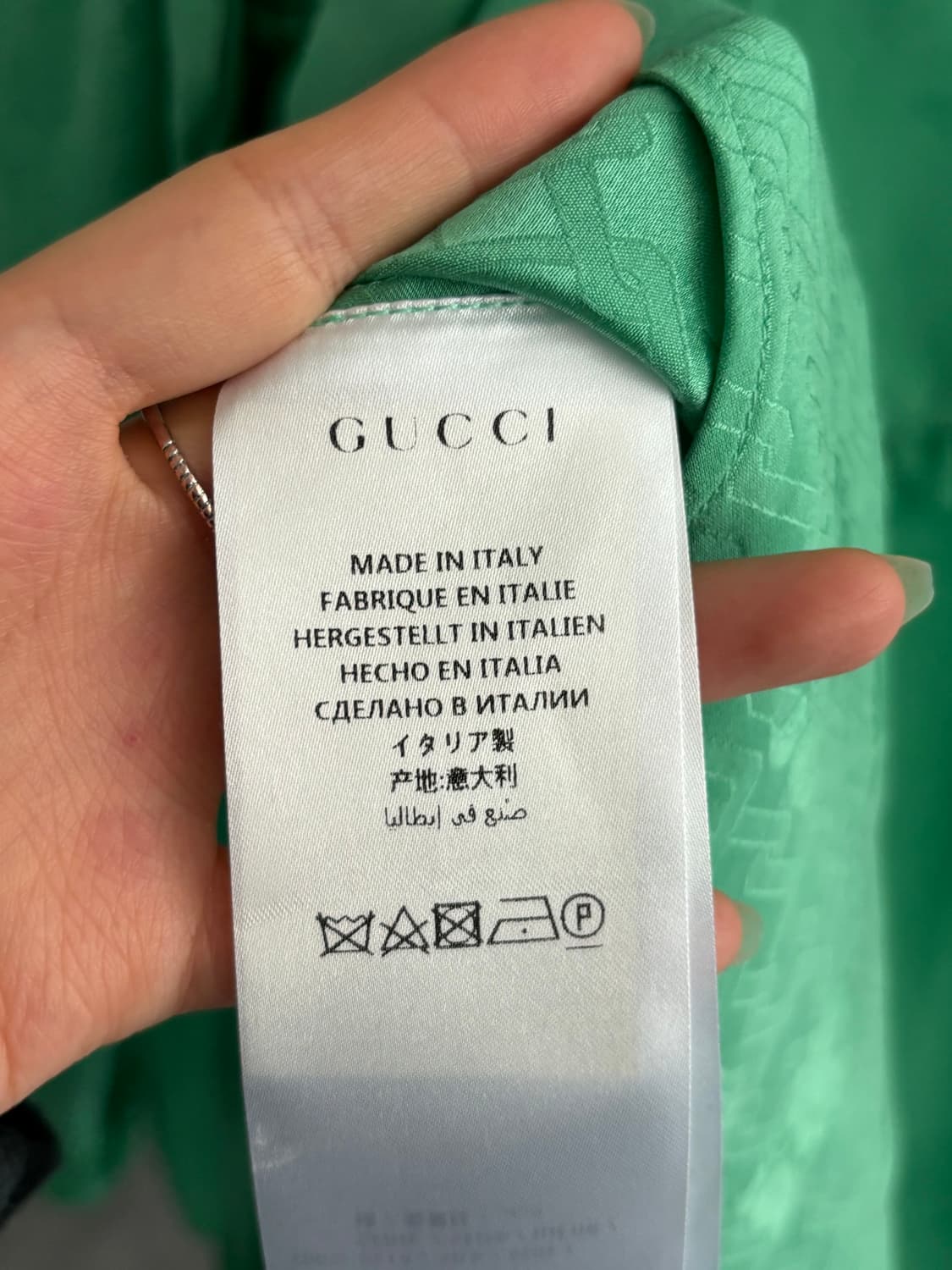 GUCCI 구찌 그린 프릴 실크 셔츠 상품이미지6
