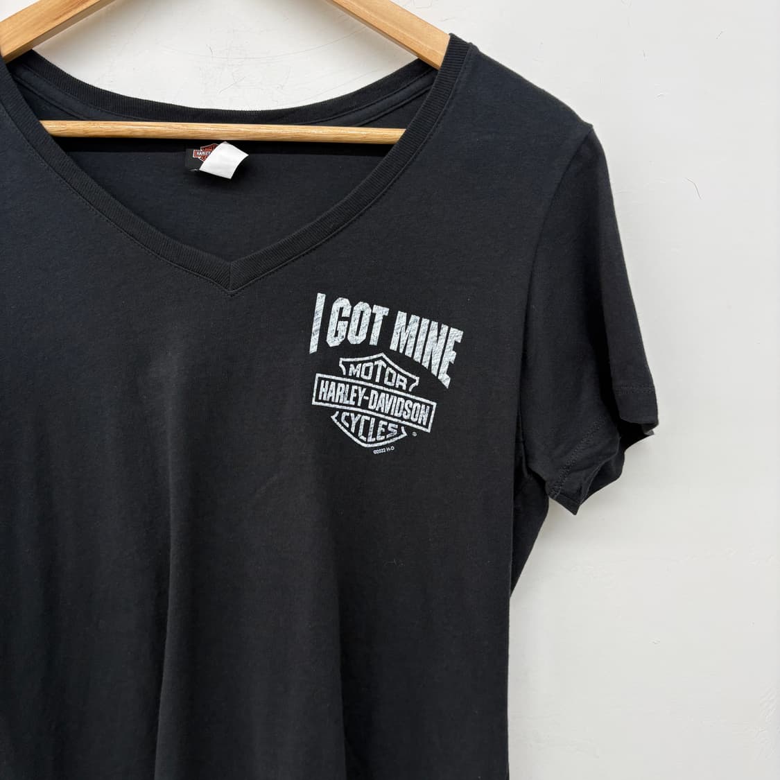 할리데이비슨 블랙 V넥 반팔 티셔츠 여성 L 상품이미지2