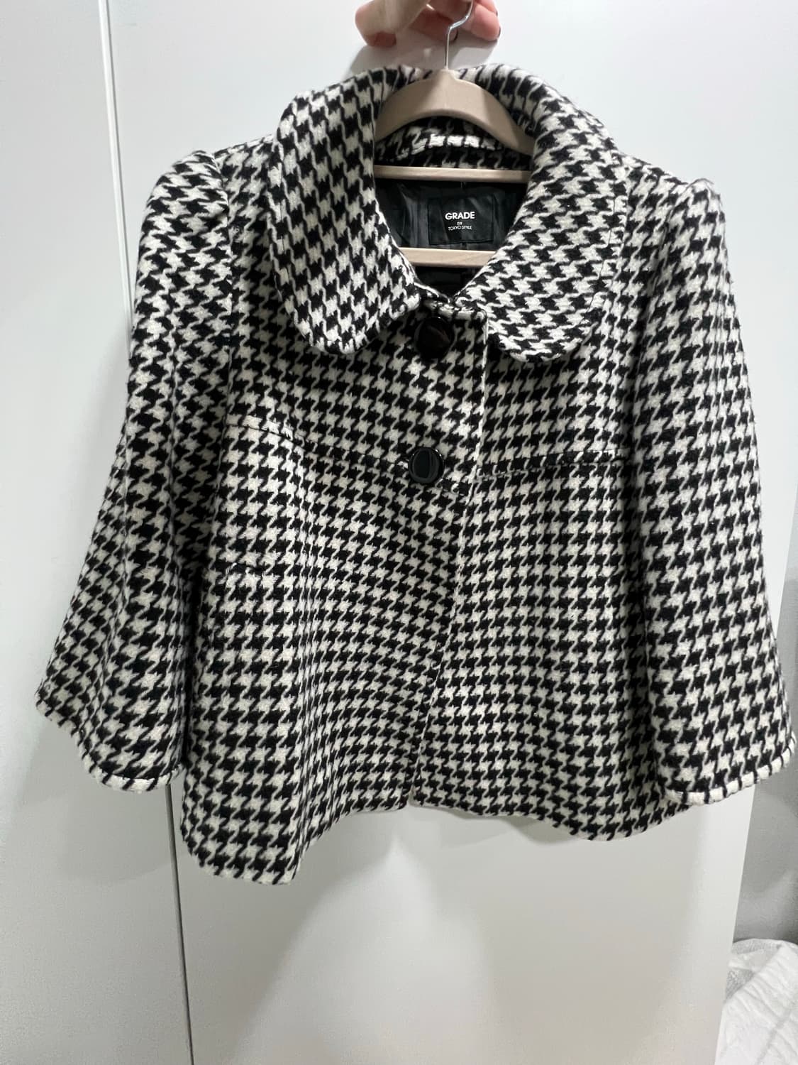 하운드체크 숏 왕단추 코트 자켓 상품이미지1