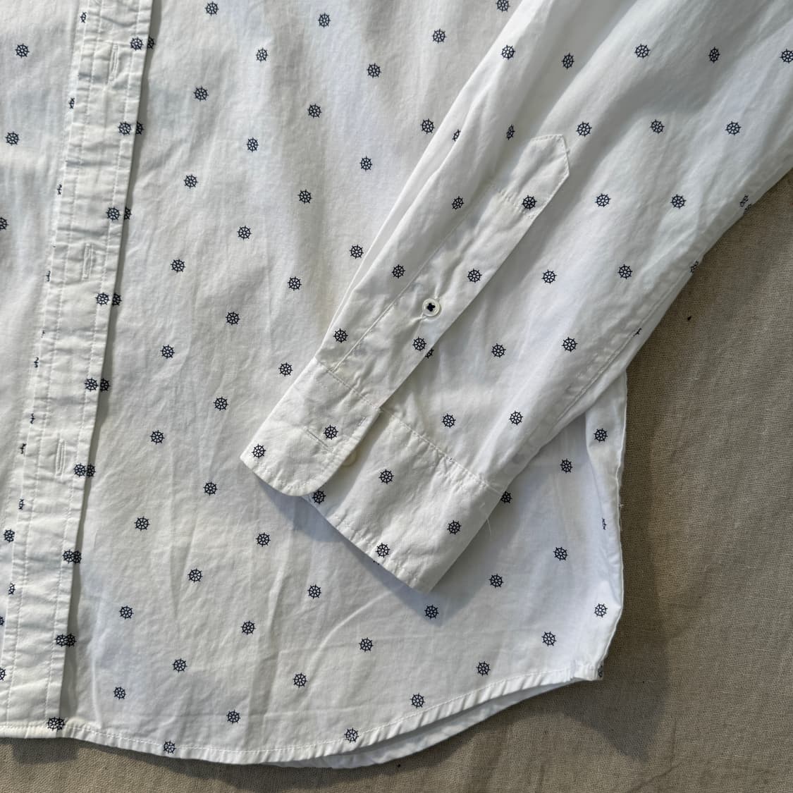 올드네이비 마린패턴 화이트셔츠 L 상품이미지3